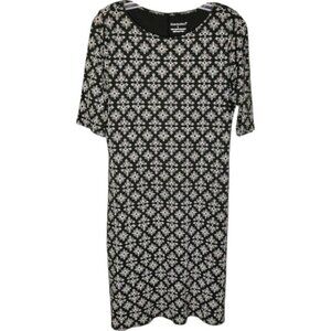 Fair Indigo 100% Organic Pima Cotton T-shirt Dress - Navy/White - L